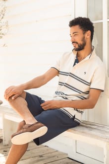 Bradbury Pique Stripe Polo Shirt Ecru