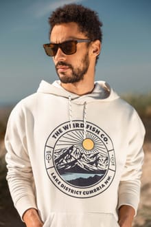 Bryant Front Print Graphic Popover Hoodie Egg Shell