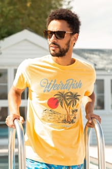Palm Island Front Print Graphic T-Shirt Lemon Yellow