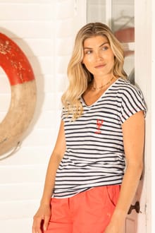 Liora Embroidered Pocket T-Shirt Navy