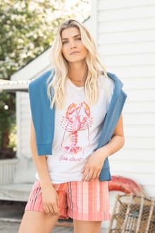 Sea Lover Lobster Front Print Graphic T-Shirt White