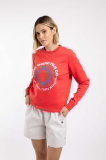 Aurora Graphic Crew Neck Sweatshirt Dark Coral