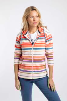 Imogen Full Zip Printed Microfleece Hoodie Dark Coral