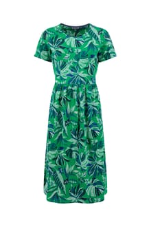 Celsia Printed Jersey Scoop Midi Dress Cactus Green