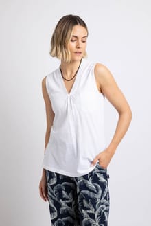 Elexis Broidery Pocket Vest White