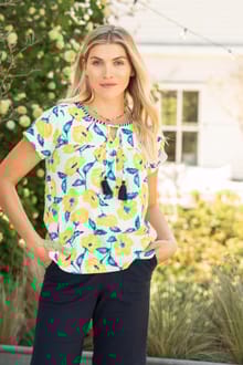 Sofia Printed Double Cloth Blouse Sunshine Yellow