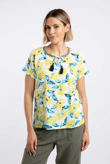 Sofia Printed Double Cloth Blouse Sunshine Yellow