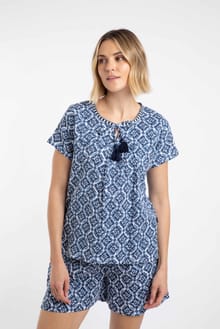 Sofia Printed Double Cloth Blouse Twilight