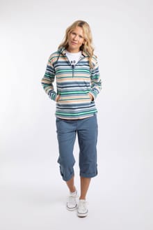 Lana 1/4 Zip Printed Micro Fleece Hoodie Light Cream