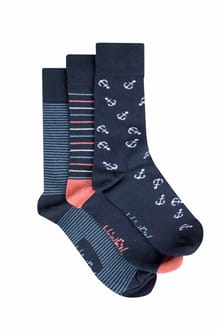 Wyatt Patterned Socks 3 Pack Dark Navy