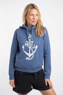 Topaz Front Print Popover Hoodie Faded Blue