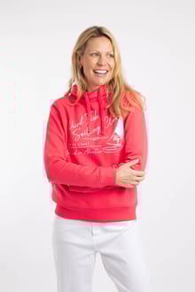 Topaz Front Print Popover Hoodie Flamingo