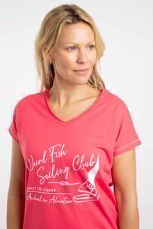 Ocean Front Print Graphic T-Shirt Flamingo