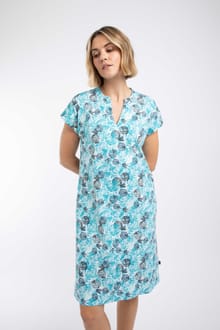 Suffolks Printed Jersey Dress Ocean Blue