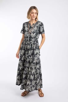 Rhianne Printed Tiered Maxi Dress Black