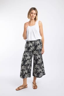 Mossa Printed Linen Rich Culottes Black