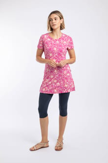 Sidra Printed Jersey Slub Tunic Gerbera