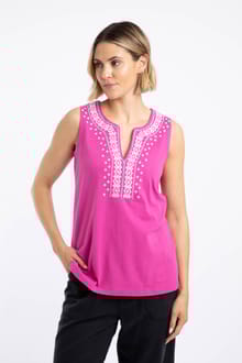 Tirtha Embroidered Jersey Vest Gerbera