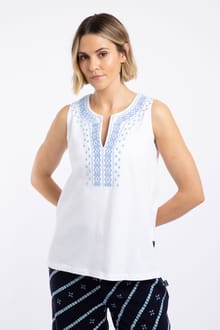 Tirtha Embroidered Jersey Vest White