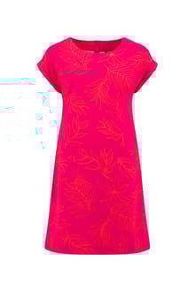 Orlando Printed Linen Rich Shift Dress Dark Pink