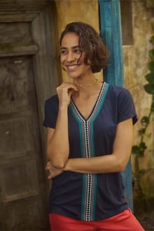 Lomie Embroidered T-Shirt Navy