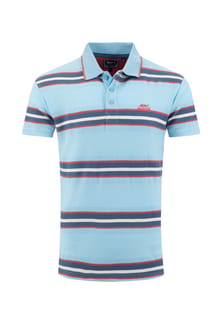 Dent Block Stripe Polo Shirt Skyway