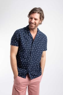 Hugh Printed Shirt Rich Navy