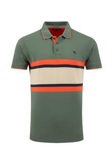Bradbury Pique Stripe Polo Shirt Woodland Sage