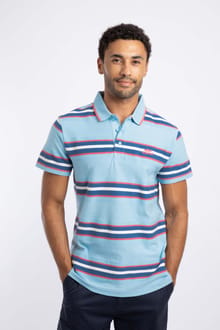 Dent Block Stripe Polo Shirt Skyway