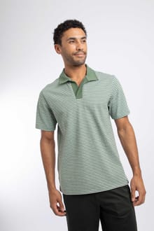 Virgil Striped Polo Shirt Woodland Sage