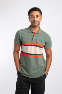 Bradbury Pique Stripe Polo Shirt Woodland Sage