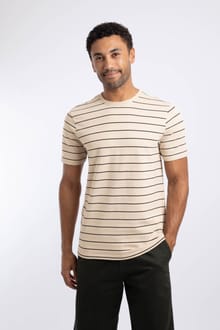 Grayson Textured Stripe T-Shirt Ecru