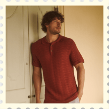 Emmet Trophy Neck Knitted Polo Shirt Coconut Shell