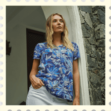 Solle Printed Blouse Blue Indigo