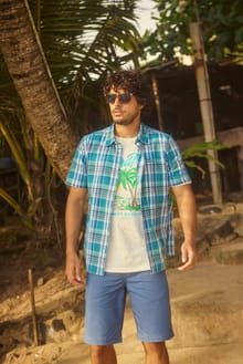 Rayburn Cotton Flat Front Shorts Faded Blue
