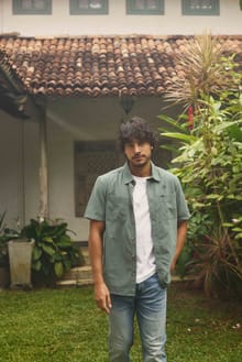 Hinton Textured Crepe Shirt Woodland Sage