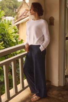 Zelaya Double Cloth Wide Leg Trousers