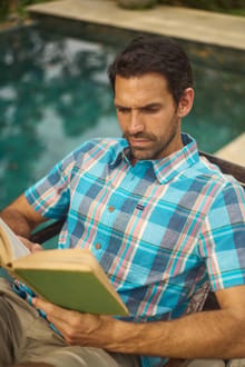 Angeles Short Sleeve Check Shirt Adriatic Blue