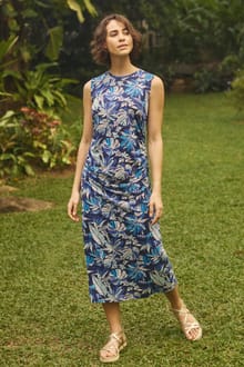 Tansley Printed Sleeveless Midi Dress Blue Indigo