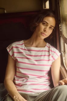 Bowe Striped Jersey T-Shirt Peony