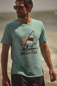 Cross Shore Front Print Graphic T-Shirt Aqua blue