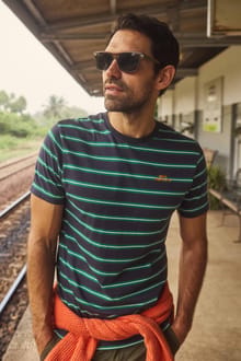 Finn Striped Branded T-Shirt Heritage Green