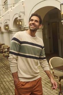 Ryker Stripe Crew Neck Jumper Oyster