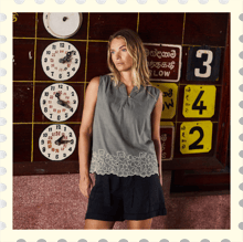 Poppy Scalloped Hem Sleeveless Blouse Woodland Sage