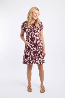 Orlando Printed Linen Rich Shift Dress Coconut Shell