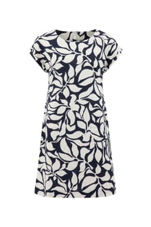 Tampa Printed Linen Rich Dress
 Midnight Ink