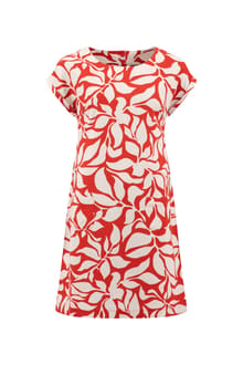 Tampa Printed Linen Rich Dress
 Red