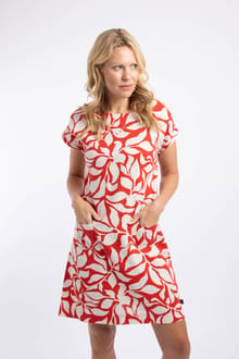 Tampa Printed Linen Rich Dress Red