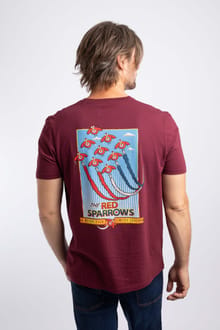 Red Sparrows Back Print Artist T-Shirt Red Grape