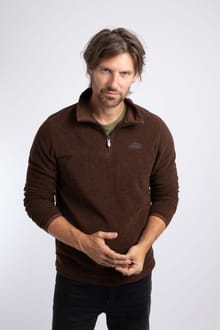 Errill 1/4 Zip Textured Fleece Chocolate